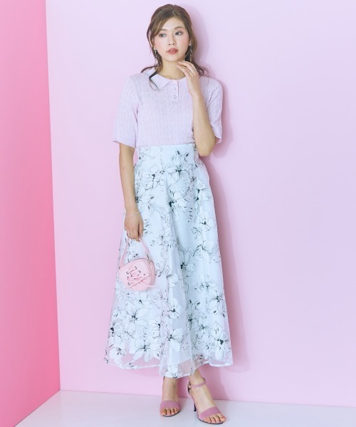 marun（マルン）の「＜大きいサイズ＞リボン刺しゅうポロニットmarun（ニット/セーター・レディース・ピンク/オフホワイト・5L/4L/3L/LL/L）」の13枚目の写真