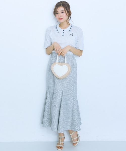 marun（マルン）の「＜大きいサイズ＞リボン刺しゅうポロニットmarun（ニット/セーター・レディース・ピンク/オフホワイト・5L/4L/3L/LL/L）」の17枚目の写真