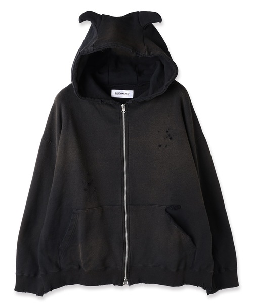 DEVIL EAR DAMAGE HOODIE — худи с прорезями 'Devil Ear'