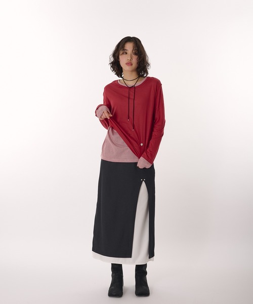 MUHET（ミュエータ）の「【SET ITEM / セットアイテム】sheer long t-shirt / シアーロンTセット（Tシャツ/カットソー・レディース・ライトブルー/チャコールグレー/レッド/イエロー・FREE）」の22枚目の写真