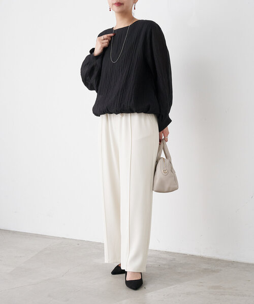 Jena espace merveilleux（ジェナ　エスパスメルヴェイユ）の「【きれい見え／サイズ展開あり】トロミイージーパンツ（その他パンツ・レディース・ブラック/グレー/オフホワイト・2/1）」の10枚目の写真