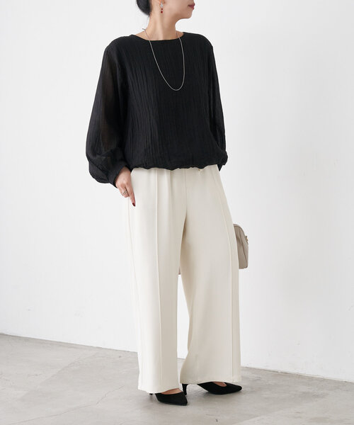 Jena espace merveilleux（ジェナ　エスパスメルヴェイユ）の「【きれい見え／サイズ展開あり】トロミイージーパンツ（その他パンツ・レディース・ブラック/グレー/オフホワイト・2/1）」の12枚目の写真