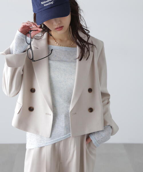 セール】◇梳毛調合繊ショートジャケット（テーラードジャケット