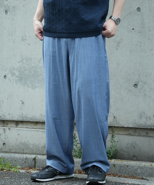 UNION STATION（ユニオンステーション）の「*WEB限定  テーパードリラックスワイドパンツ（スラックス・メンズ・ライトブルー/ブラック/ネイビー・M/L）」の2枚目の写真