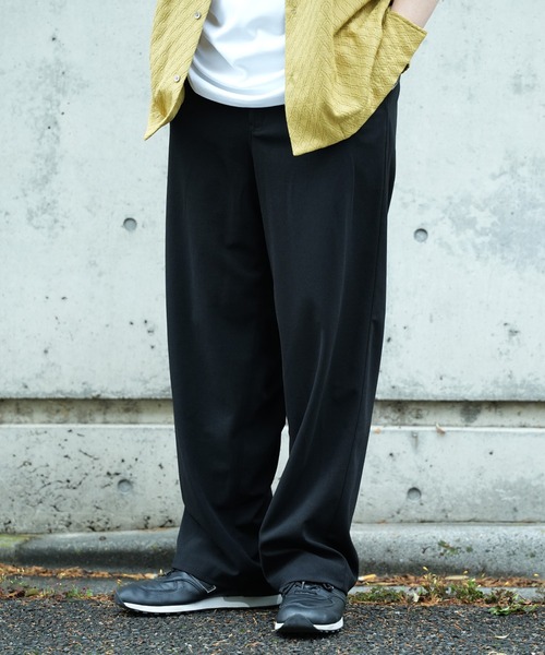UNION STATION（ユニオンステーション）の「*WEB限定  テーパードリラックスワイドパンツ（スラックス・メンズ・ライトブルー/ブラック/ネイビー・M/L）」の4枚目の写真