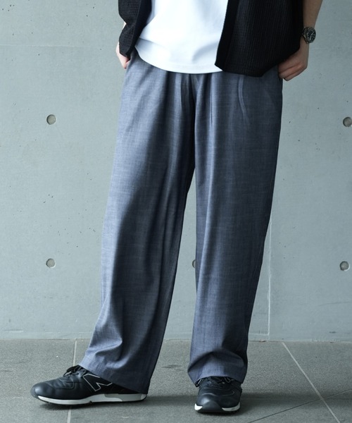 UNION STATION（ユニオンステーション）の「*WEB限定  テーパードリラックスワイドパンツ（スラックス・メンズ・ライトブルー/ブラック/ネイビー・M/L）」の8枚目の写真