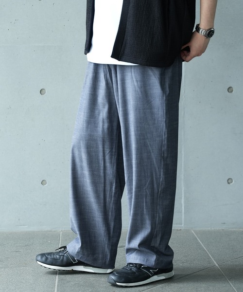 UNION STATION（ユニオンステーション）の「*WEB限定  テーパードリラックスワイドパンツ（スラックス・メンズ・ライトブルー/ブラック/ネイビー・M/L）」の9枚目の写真
