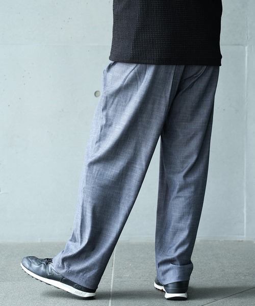 UNION STATION（ユニオンステーション）の「*WEB限定  テーパードリラックスワイドパンツ（スラックス・メンズ・ライトブルー/ブラック/ネイビー・M/L）」の10枚目の写真