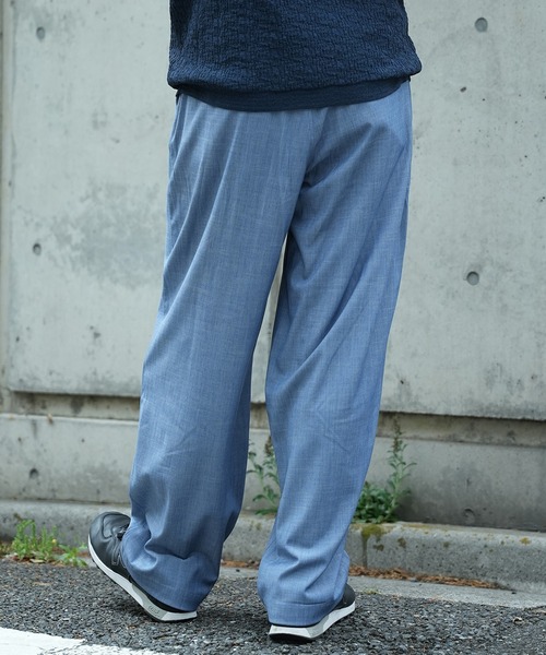 UNION STATION（ユニオンステーション）の「*WEB限定  テーパードリラックスワイドパンツ（スラックス・メンズ・ライトブルー/ブラック/ネイビー・M/L）」の15枚目の写真
