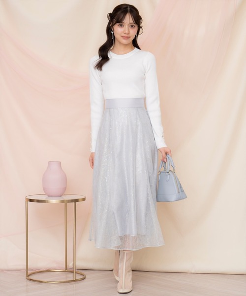 新品ウィルセレクション　スパンコール付きチュールスカート セール】スパンコール付きチュールスカート（スカート
