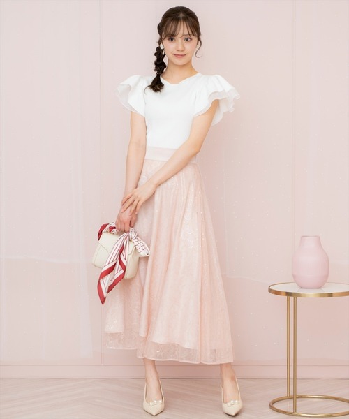 WILLSELECTION（ウィルセレクション）の「スパンコール付きチュールスカート（スカート・レディース・ピンク/ライトベージュ/ブラック/サックスブルー・FREE）」の13枚目の写真