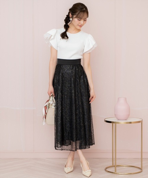 WILLSELECTION（ウィルセレクション）の「スパンコール付きチュールスカート（スカート・レディース・ピンク/ライトベージュ/ブラック/サックスブルー・FREE）」の5枚目の写真