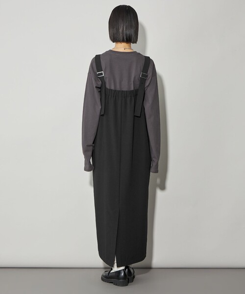 CITEN（シテン）の「＜CITEN＞Iラインワイドストラップワンピース（ジャンパースカート・レディース・ブラック/ダークグレー・FREE）」の6枚目の写真