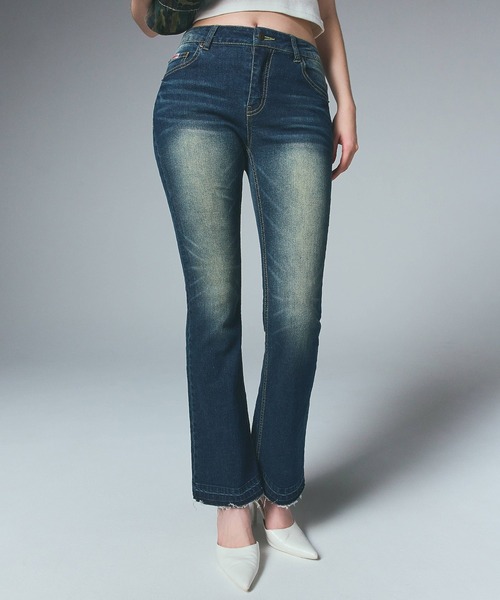 X-girl（エックスガール）の「BUTTERFLY POCKET SKINNY DENIM PANTS（デニムパンツ・レディース・グレー/インディゴブルー・XS/S/M）」の4枚目の写真