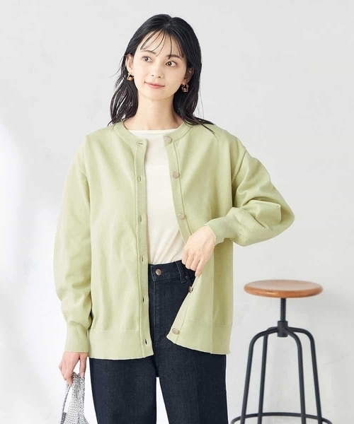 a.v.v(アーヴェヴェ)の「スウェットライククルーネックニットカーディガン(カーディガン/ボレロ・レディース・ミント/グレー系その他/チャコールグレー・36/34/38/40/42)」の5枚目の写真