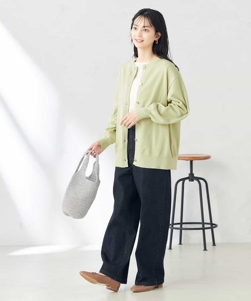 a.v.v(アーヴェヴェ)の「スウェットライククルーネックニットカーディガン(カーディガン/ボレロ・レディース・ミント/グレー系その他/チャコールグレー・36/34/38/40/42)」の7枚目の写真