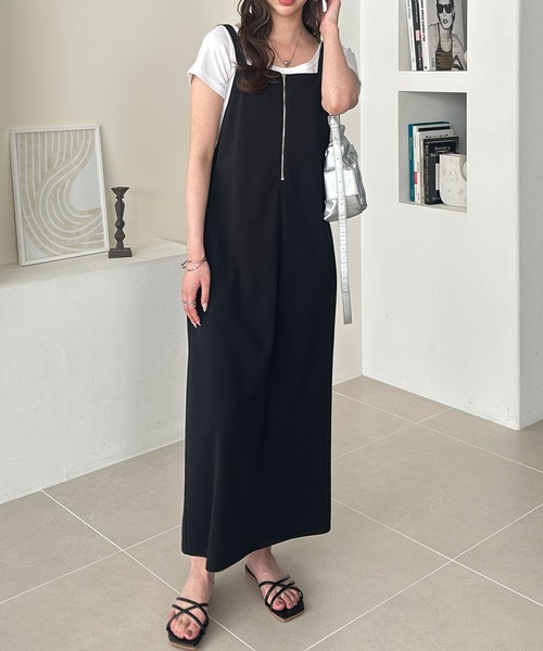 GeeRA(ジーラ)の「【S-XLサイズ展開】ハーフジップカットジョーゼットキャミワンピース(ワンピース・レディース・ベージュ/ブラック・LARGE/X-LARGE/MEDIUM/SMALL)」の22枚目の写真