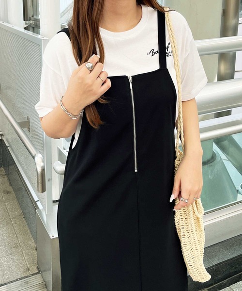 GeeRA（ジーラ）の「【S-XLサイズ展開】ハーフジップカットジョーゼットキャミワンピース（ワンピース・レディース・ベージュ/ブラック・LARGE/X-LARGE/MEDIUM/SMALL）」の21枚目の写真