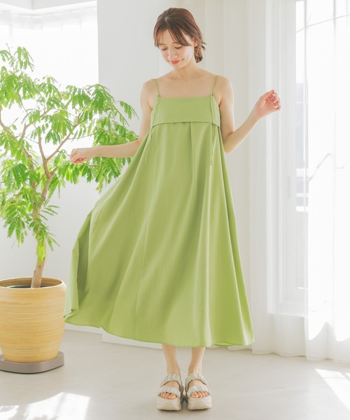 mysty woman(ミスティウーマン)の「2WAYリボンキャミワンピース 328016(ワンピース・レディース・ホワイト/グリーン系その他/ブラック・FREE)」の14枚目の写真