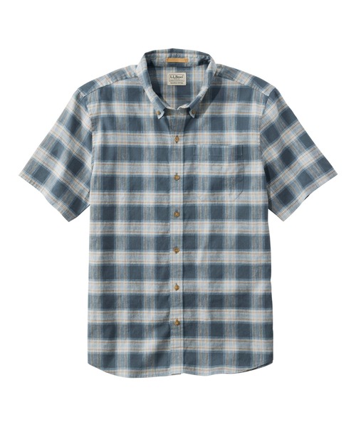 L.L.Bean(エルエルビーン)の「ストーンコースト・ヘンプ・シャツ、スライトリー・フィット(すっきりフィット) 半袖 プラッド 米国フィット・レギュラー(シャツ/ブラウス・メンズ・オレンジ系その他/ブルー系その他/グリーン系その他/ブラウン系その他/ブルー系その他2・LARGE/MEDIUM/SMALL)」の3枚目の写真