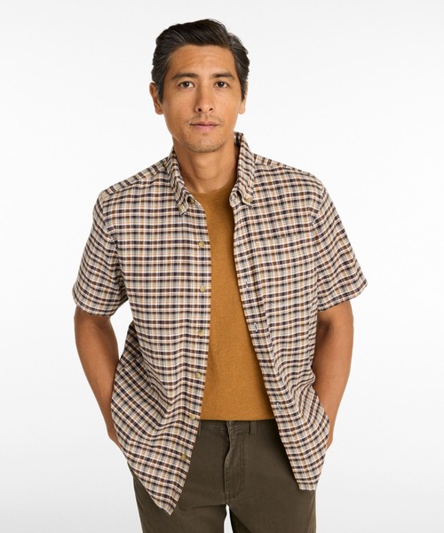 L.L.Bean(エルエルビーン)の「ストーンコースト・ヘンプ・シャツ、スライトリー・フィット(すっきりフィット) 半袖 プラッド 米国フィット・レギュラー(シャツ/ブラウス・メンズ・オレンジ系その他/ブルー系その他/グリーン系その他/ブラウン系その他/ブルー系その他2・LARGE/MEDIUM/SMALL)」の7枚目の写真