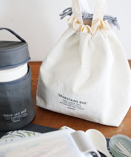 LAKOLE（ラコレ）の「ランチ巾着トートバッグ / 287226（お弁当箱・レディース・グリーン/グレー/アイボリー/ダークグレー・FREE）」の3枚目の写真