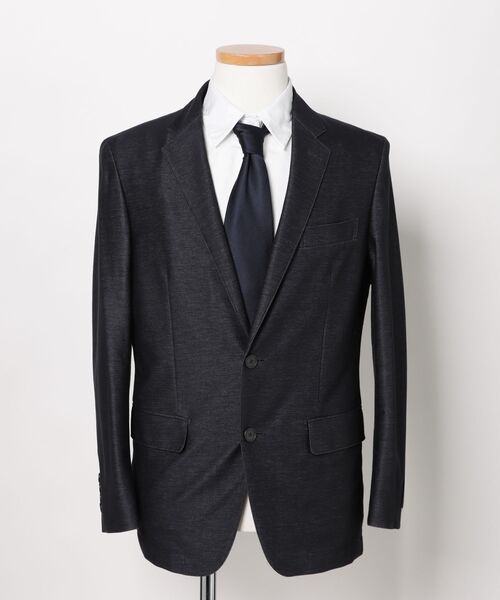 TAKA-Q（タカキュー）の「【ストレッチ ウォッシャブル】タカキュー インディゴニット 2ボタンジャケット 紺(セットアップ可能)（スーツジャケット・メンズ・ネイビー・S/MEDIUM/LARGE/X-LARGE/3L）」の4枚目の写真