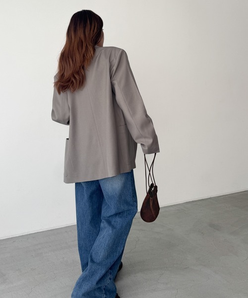 CANAL JEAN（キャナルジーン）の「El mar　テーラードジャケット（テーラードジャケット・レディース・ベージュ/ブラック・ONE SIZE）」の7枚目の写真