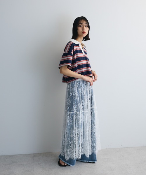 セール】エンブレム刺繍ショートボーダーカットソー（Tシャツ