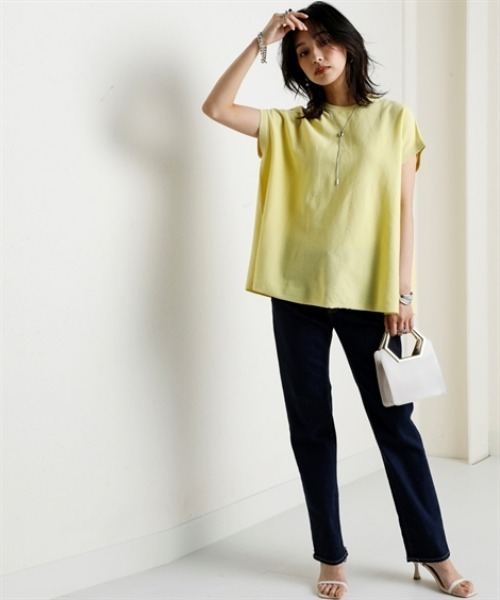 nissen(ニッセン)の「さらっとかるい綿混Aラインフレンチニットトップス【接触冷感・毛玉になりにくい】<大きいサイズ有>(ニット/セーター・レディース・ブラック/杢グレー/モカ/イエロー・S/M/L/LL/3L)」の14枚目の写真