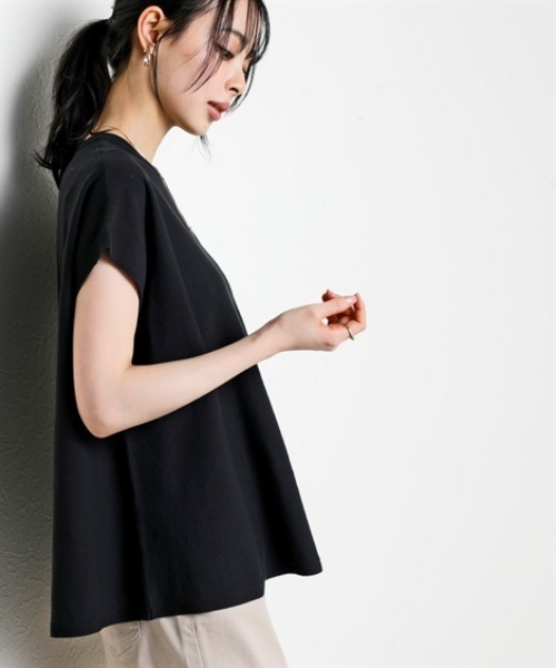 nissen(ニッセン)の「さらっとかるい綿混Aラインフレンチニットトップス【接触冷感・毛玉になりにくい】<大きいサイズ有>(ニット/セーター・レディース・ブラック/杢グレー/モカ/イエロー・S/M/L/LL/3L)」の9枚目の写真