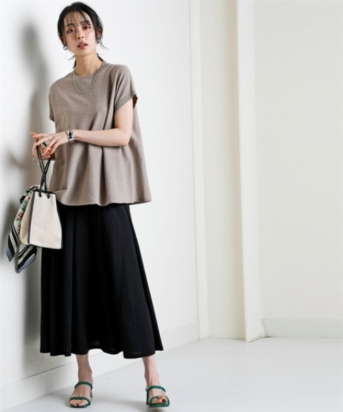 nissen(ニッセン)の「さらっとかるい綿混Aラインフレンチニットトップス【接触冷感・毛玉になりにくい】<大きいサイズ有>(ニット/セーター・レディース・ブラック/杢グレー/モカ/イエロー・S/M/L/LL/3L)」の16枚目の写真