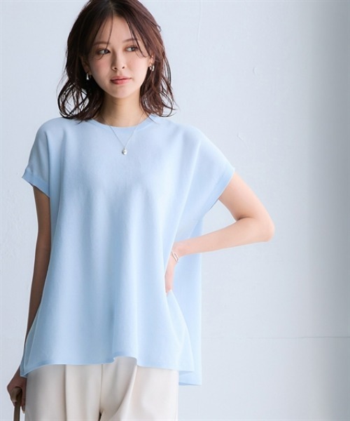 nissen（ニッセン）の「さらっとかるい綿混Aラインフレンチニットトップス【接触冷感・毛玉になりにくい】＜大きいサイズ有＞（ニット/セーター・レディース・ブラック/杢グレー/モカ/イエロー/サックスブルー・S/M/L/LL/3L）」の21枚目の写真
