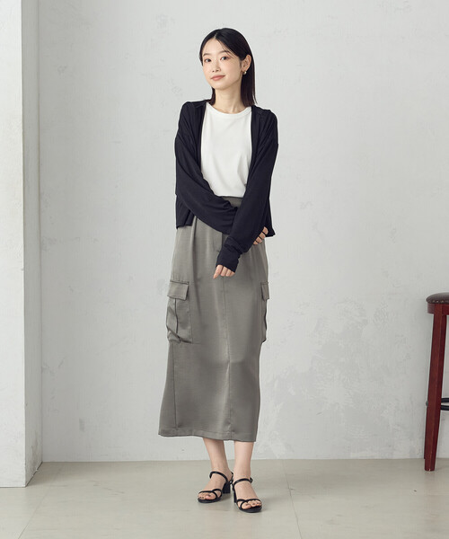 COMME CA ISM(コムサイズム)の「【接触冷感・UVカット】着流しフーディカーディガン(カーディガン/ボレロ・レディース・ライトグレー/ネイビー/ブラック・FREE)」の12枚目の写真