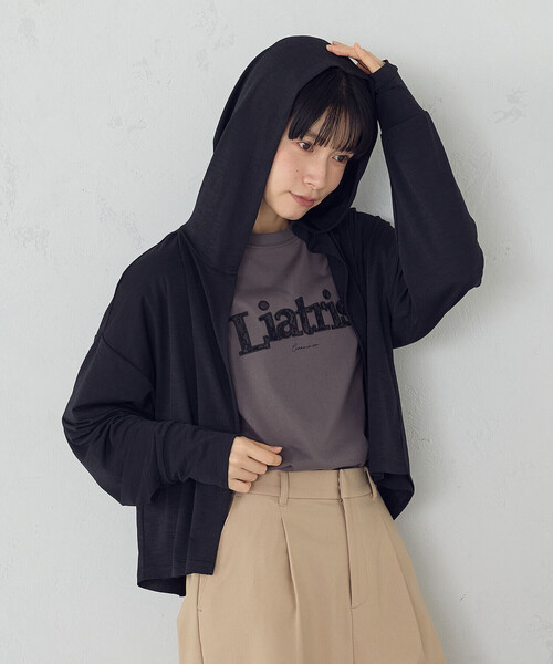 COMME CA ISM(コムサイズム)の「【接触冷感・UVカット】着流しフーディカーディガン(カーディガン/ボレロ・レディース・ライトグレー/ネイビー/ブラック・FREE)」の17枚目の写真