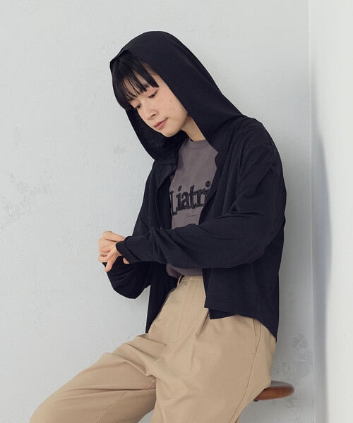 COMME CA ISM(コムサイズム)の「【接触冷感・UVカット】着流しフーディカーディガン(カーディガン/ボレロ・レディース・ライトグレー/ネイビー/ブラック・FREE)」の20枚目の写真