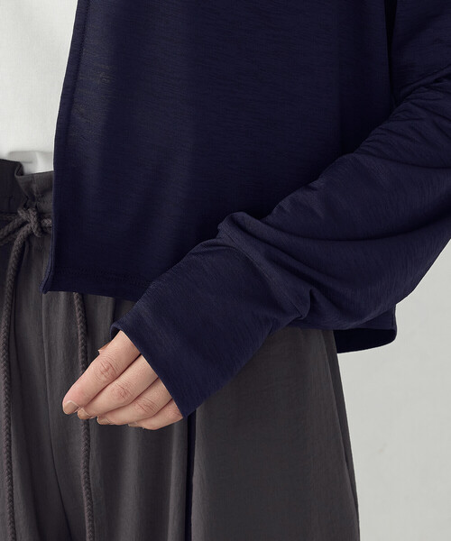 COMME CA ISM(コムサイズム)の「【接触冷感・UVカット】着流しフーディカーディガン(カーディガン/ボレロ・レディース・ライトグレー/ネイビー/ブラック・FREE)」の4枚目の写真