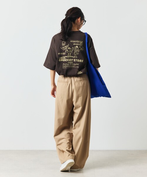 ラウンジドレス バックプリントシャツ　カーキ　翌日発送 LOUNGEDRESS（ラウンジドレス）の「バックプリントシャツ