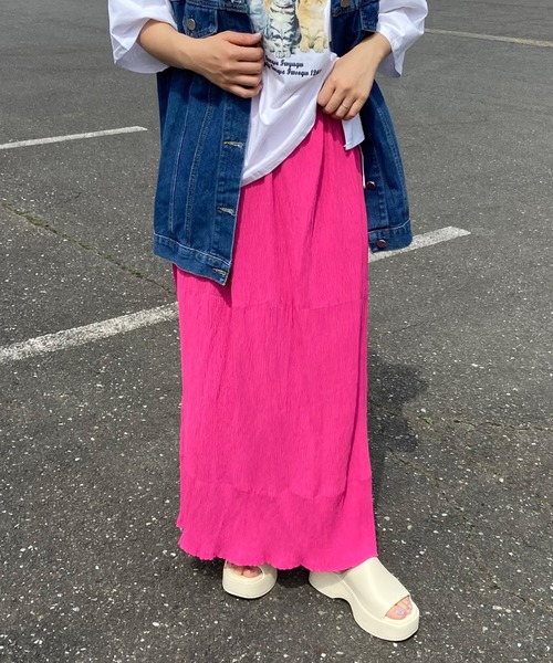 CRB（シーアールビー）の「プリーツIラインロングスカート（スカート・レディース・ブラック/グレー/アイボリー/グリーン/ブルー/ピンク/イエロー/ピンク系その他/ダークグリーン/オレンジ/ブラウン・F）」の10枚目の写真