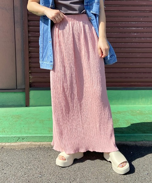 CRB（シーアールビー）の「プリーツIラインロングスカート（スカート・レディース・ブラック/グレー/アイボリー/グリーン/ブルー/ピンク/イエロー/ピンク系その他/ダークグリーン/オレンジ/ブラウン・F）」の9枚目の写真