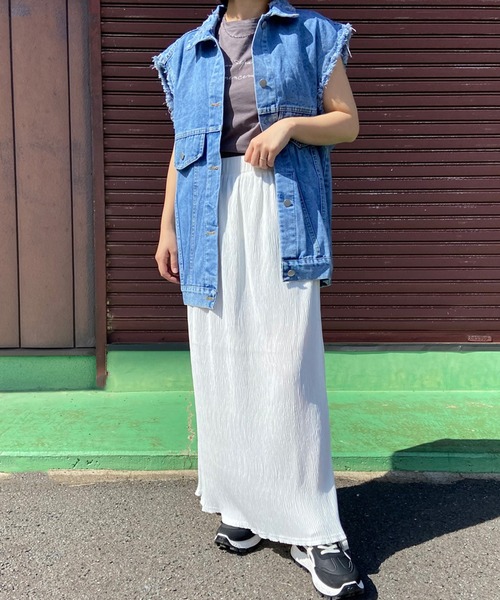 CRB（シーアールビー）の「プリーツIラインロングスカート（スカート・レディース・ブラック/グレー/アイボリー/グリーン/ブルー/ピンク/イエロー/ピンク系その他/ダークグリーン/オレンジ/ブラウン・F）」の17枚目の写真