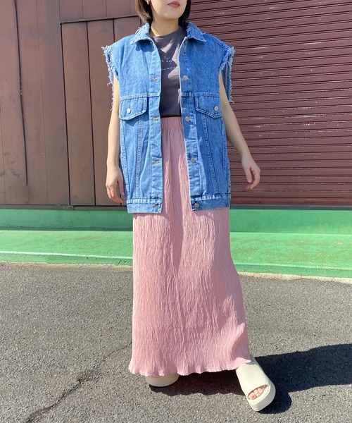 CRB（シーアールビー）の「プリーツIラインロングスカート（スカート・レディース・ブラック/グレー/アイボリー/グリーン/ブルー/ピンク/イエロー/ピンク系その他/ダークグリーン/オレンジ/ブラウン・F）」の12枚目の写真