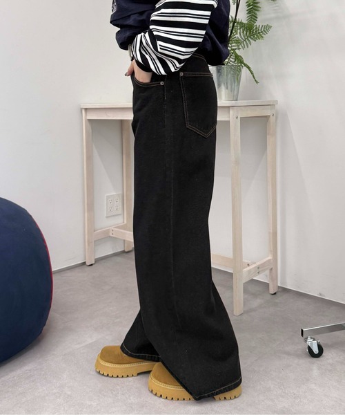 sedacle(セダクル)の「ヒップ配色デザインデニム(デニムパンツ・レディース・ブラック/ライトブルー・LARGE/SMALL/MEDIUM)」の4枚目の写真