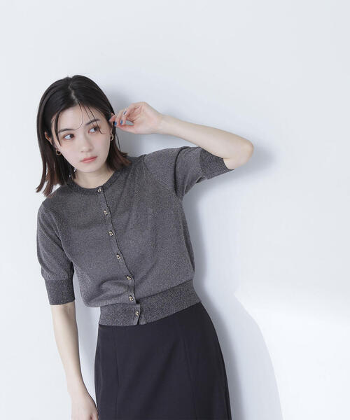 NATURAL BEAUTY BASIC（ナチュラルビューティーベーシック）の「◇ハーフスリーブラメカーディガン（カーディガン/ボレロ・レディース・ブラック/ベージュ/ライトグリーン・FREE）」の6枚目の写真