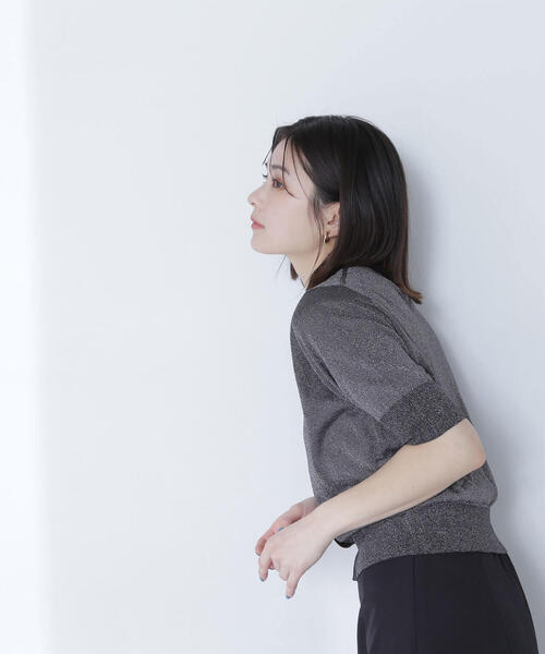 NATURAL BEAUTY BASIC（ナチュラルビューティーベーシック）の「◇ハーフスリーブラメカーディガン（カーディガン/ボレロ・レディース・ブラック/ベージュ/ライトグリーン・FREE）」の8枚目の写真