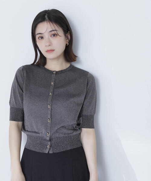NATURAL BEAUTY BASIC（ナチュラルビューティーベーシック）の「◇ハーフスリーブラメカーディガン（カーディガン/ボレロ・レディース・ブラック/ベージュ/ライトグリーン・FREE）」の10枚目の写真