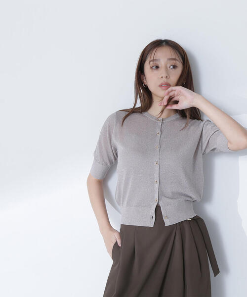 NATURAL BEAUTY BASIC（ナチュラルビューティーベーシック）の「◇ハーフスリーブラメカーディガン（カーディガン/ボレロ・レディース・ブラック/ベージュ/ライトグリーン・FREE）」の15枚目の写真