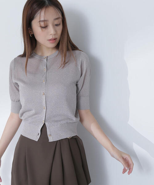 NATURAL BEAUTY BASIC（ナチュラルビューティーベーシック）の「◇ハーフスリーブラメカーディガン（カーディガン/ボレロ・レディース・ブラック/ベージュ/ライトグリーン・FREE）」の17枚目の写真