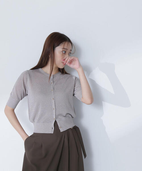 NATURAL BEAUTY BASIC（ナチュラルビューティーベーシック）の「◇ハーフスリーブラメカーディガン（カーディガン/ボレロ・レディース・ブラック/ベージュ/ライトグリーン・FREE）」の19枚目の写真