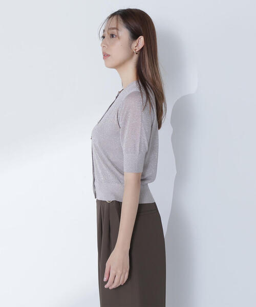 NATURAL BEAUTY BASIC（ナチュラルビューティーベーシック）の「◇ハーフスリーブラメカーディガン（カーディガン/ボレロ・レディース・ブラック/ベージュ/ライトグリーン・FREE）」の21枚目の写真